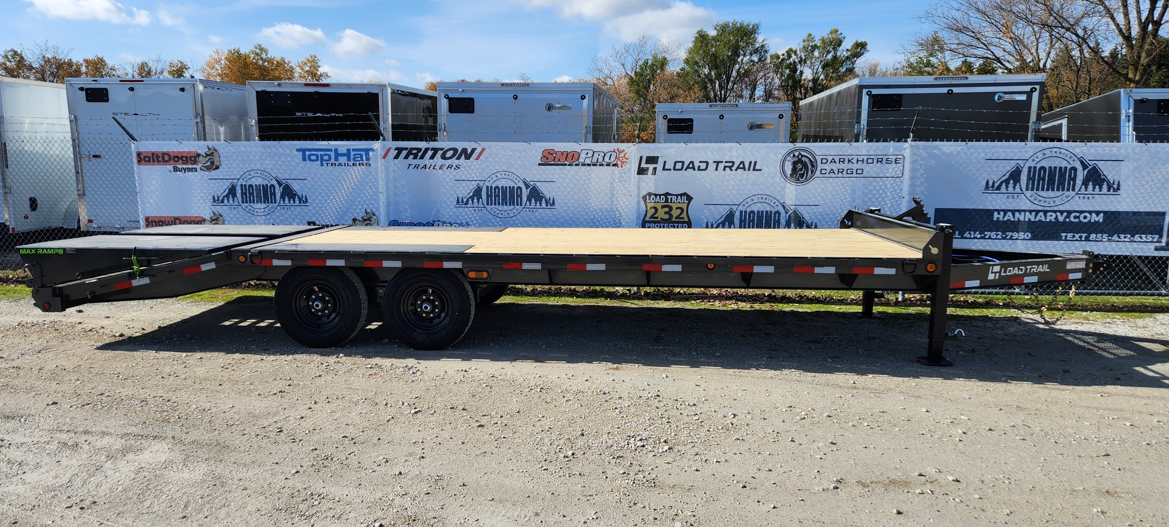 Load Trail 102" X 24' Tandem Axle 14,000 Lb Deckover Trailer with Max Ramps- Gun Metal Gray